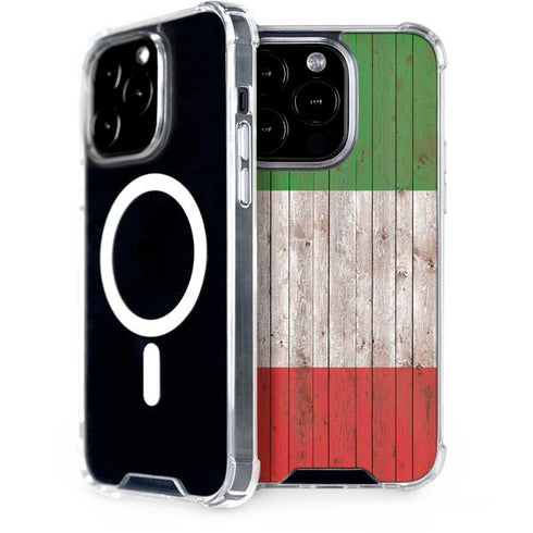 Italian Flag Dark Wood iPhone 14 Pro MagSafe Case