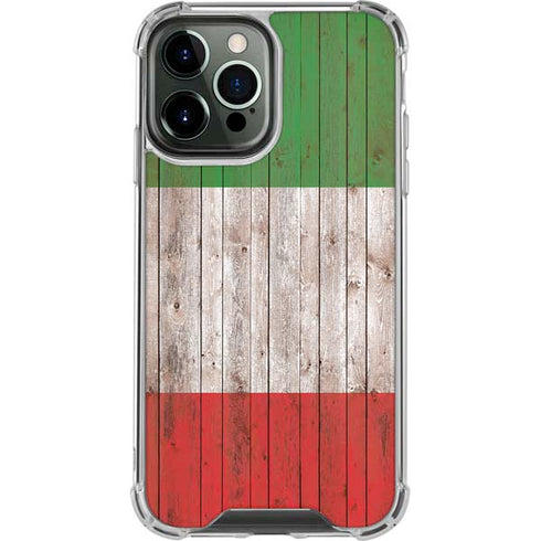 Italian Flag Dark Wood iPhone 14 Pro Max Clear Case