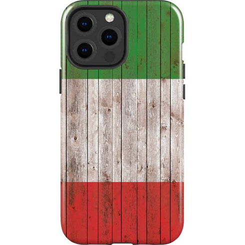 Italian Flag Dark Wood iPhone 14 Pro Max Impact Case
