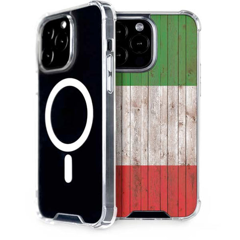 Italian Flag Dark Wood iPhone 15 Pro Max MagSafe Case