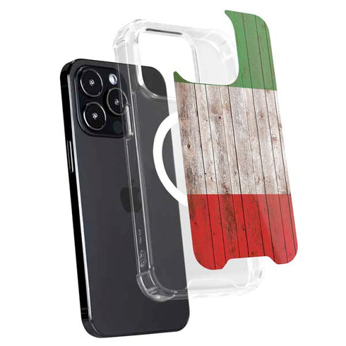 Italian Flag Dark Wood iPhone 15 Pro Max MagSafe Case