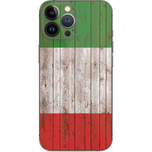 Italian Flag Dark Wood iPhone 14 Pro Max Skin