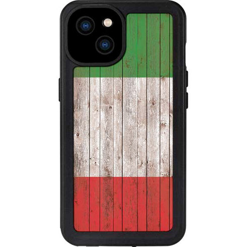 Italian Flag Dark Wood iPhone 15 Plus Waterproof Case