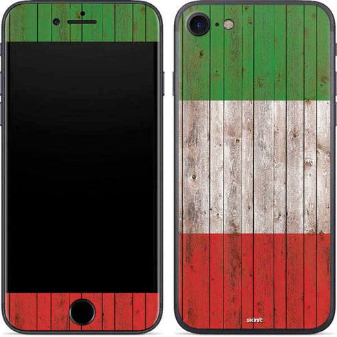 Italian Flag Dark Wood iPhone 7 Skin