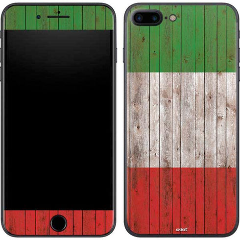 Italian Flag Dark Wood iPhone 8 Plus Skin
