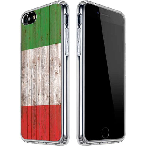 Italian Flag Dark Wood iPhone SE (2nd & 3rd Gen) Clear Case