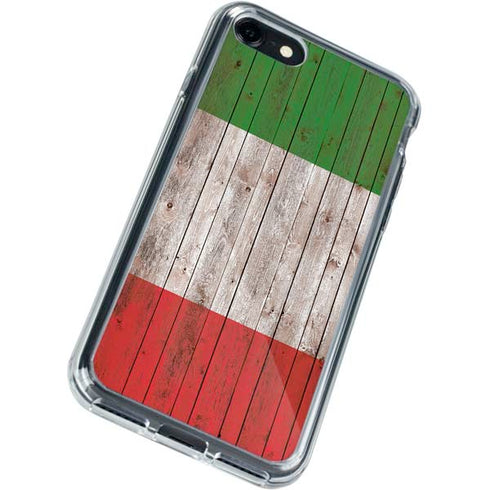 Italian Flag Dark Wood iPhone SE (2nd & 3rd Gen) Clear Case