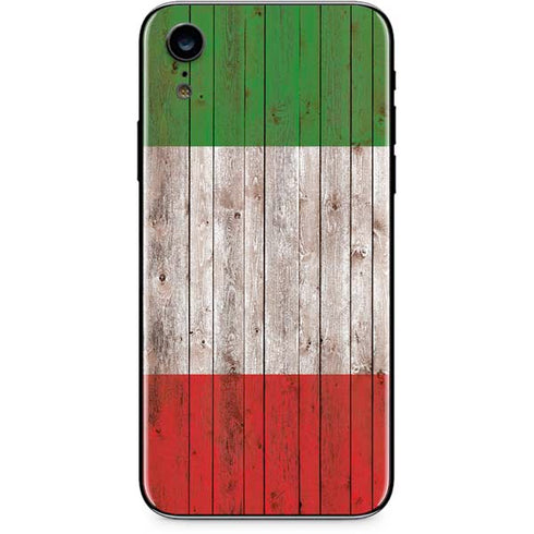 Italian Flag Dark Wood iPhone XR Skin