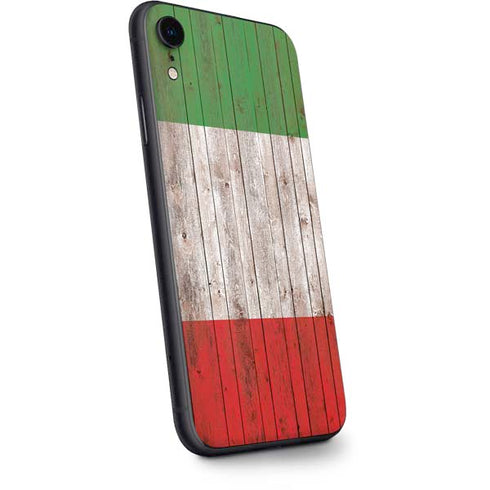 Italian Flag Dark Wood iPhone XR Skin