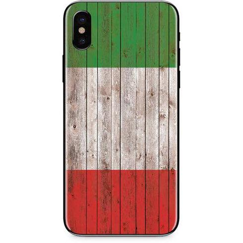Italian Flag Dark Wood iPhone XS Skin