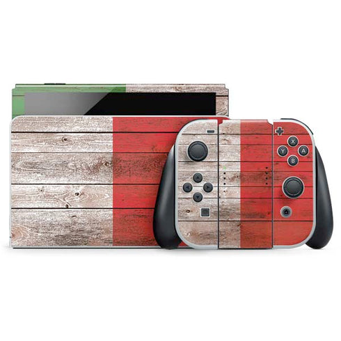 Italian Flag Dark Wood Nintendo Switch OLED (2021) Skin