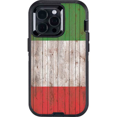 Italian Flag Dark Wood Otterbox Defender iPhone Skin