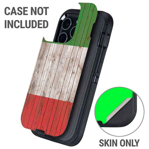 Italian Flag Dark Wood Otterbox Defender iPhone Skin