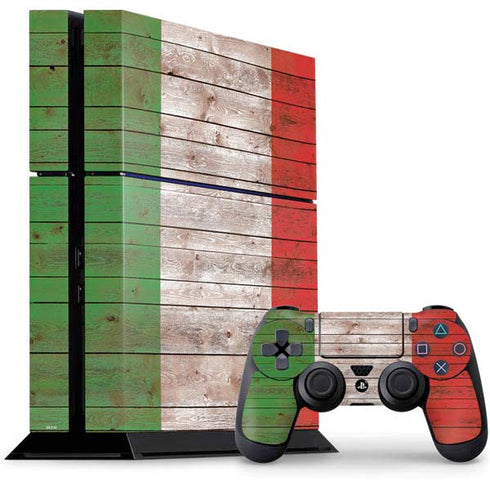 Italian Flag Dark Wood PS4 Console and Controller Bundle Skin