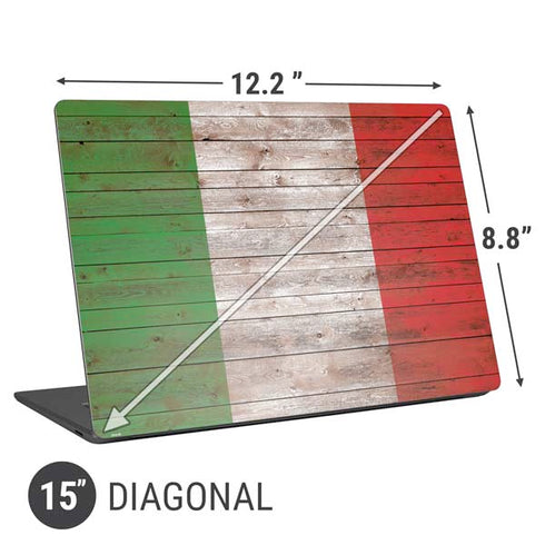 Italian Flag Dark Wood Universal Laptop 15in (12.2 x 8.8in) Skin