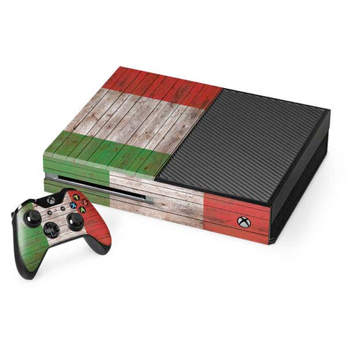 Italian Flag Dark Wood Xbox One Console and Controller Bundle Skin