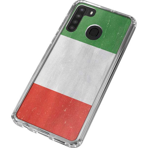 Italy Flag Distressed Galaxy A21 Clear Case
