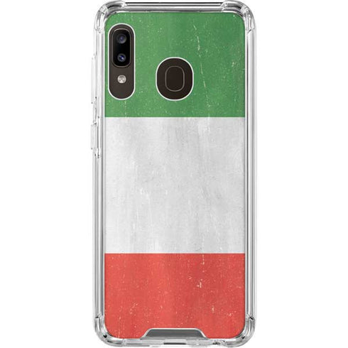 Italy Flag Distressed Galaxy A30 Clear Case