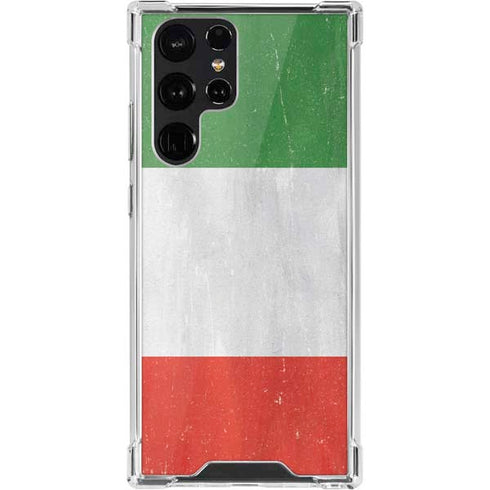 Italy Flag Distressed Galaxy S22 Ultra Clear Case