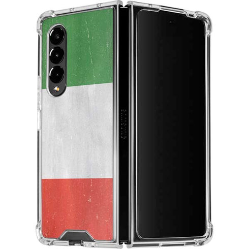 Italy Flag Distressed Galaxy Z Fold4 5G Clear Case