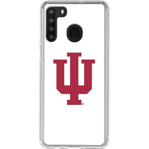 Indiana University IU Logo White Galaxy A21 Clear Case