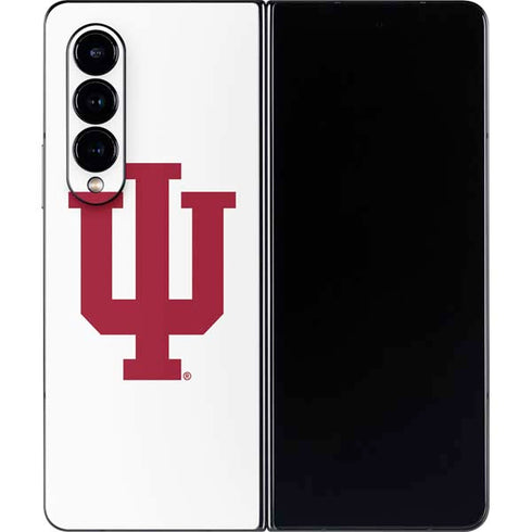 Indiana University IU Logo White Galaxy Z Fold4 5G Skin