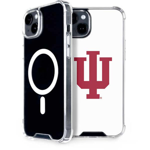 Indiana University IU Logo White iPhone 15 Plus MagSafe Case