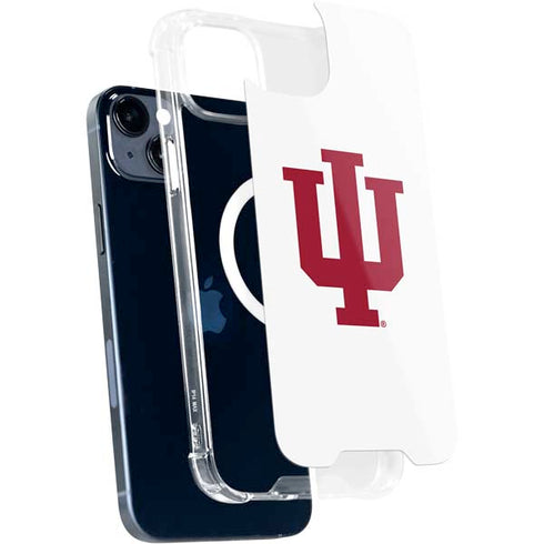 Indiana University IU Logo White iPhone 15 Plus MagSafe Case
