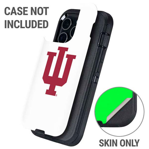 Indiana University IU Logo White Otterbox Defender iPhone Skin