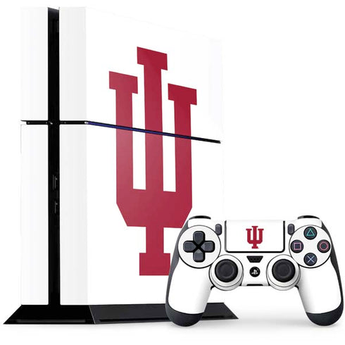 Indiana University IU Logo White PS4 Console and Controller Bundle Skin