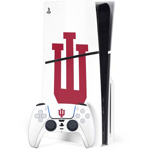 Indiana University IU Logo White PS5 Slim Disk Bundle Skin
