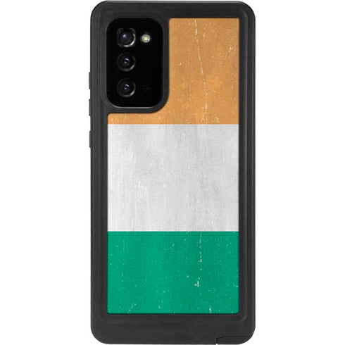 Ivory Coast Flag Distressed Galaxy Note20 5G Waterproof Case