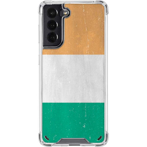 Ivory Coast Flag Distressed Galaxy S21 5G Clear Case