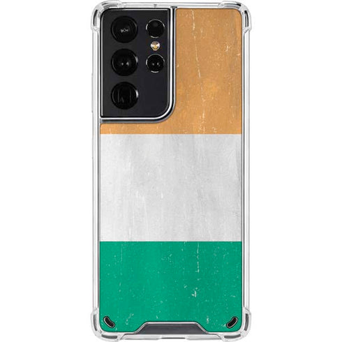 Ivory Coast Flag Distressed Galaxy S21 Ultra 5G Clear Case
