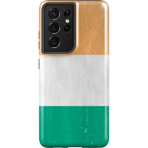 Ivory Coast Flag Distressed Galaxy S21 Ultra 5G Pro Case