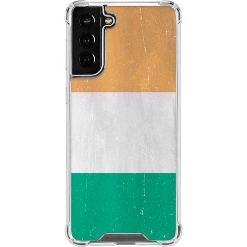 Ivory Coast Flag Distressed Galaxy S22 Plus Clear Case