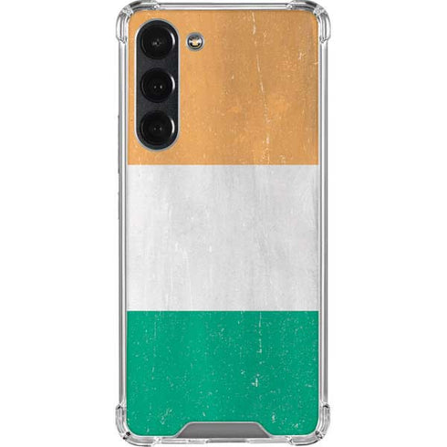 Ivory Coast Flag Distressed Galaxy S23 Plus Clear Case
