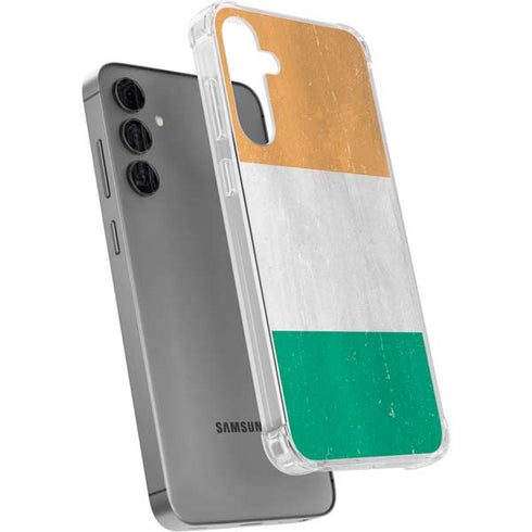 Ivory Coast Flag Distressed Galaxy S24 Plus Clear Case