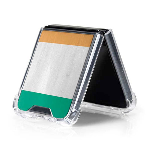 Ivory Coast Flag Distressed Galaxy Z Flip5 5G Clear Case