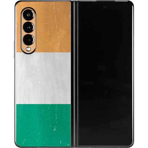 Ivory Coast Flag Distressed Galaxy Z Fold3 5G Skin