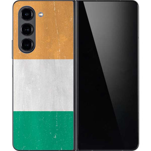 Ivory Coast Flag Distressed Galaxy Z Fold5 5G Skin