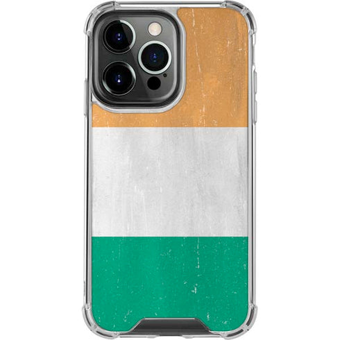 Ivory Coast Flag Distressed iPhone 14 Pro Clear Case