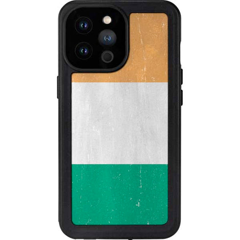 Ivory Coast Flag Distressed iPhone 14 Pro Max Waterproof Case