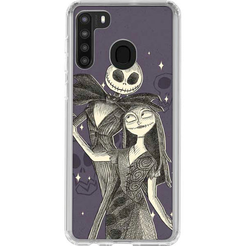 Disney The Nightmare Before Christmas Jack and Sally Art Galaxy A21 Clear Case