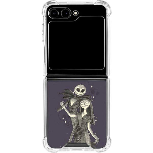 Disney The Nightmare Before Christmas Jack and Sally Art Galaxy Z Flip5 5G Clear Case