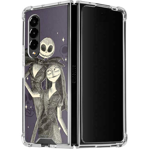 Disney The Nightmare Before Christmas Jack and Sally Art Galaxy Z Fold4 5G Clear Case