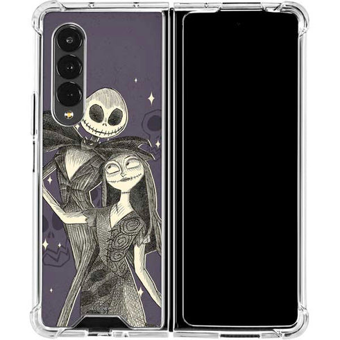 Disney The Nightmare Before Christmas Jack and Sally Art Galaxy Z Fold4 5G Clear Case