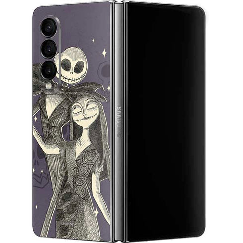 Disney The Nightmare Before Christmas Jack and Sally Art Galaxy Z Fold4 5G Skin