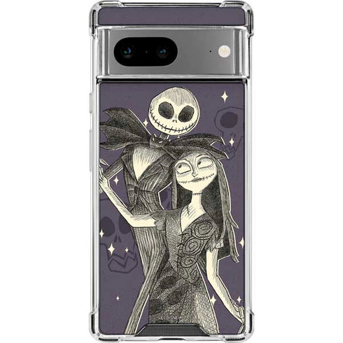 Disney The Nightmare Before Christmas Jack and Sally Art Google Pixel 8 Clear Case