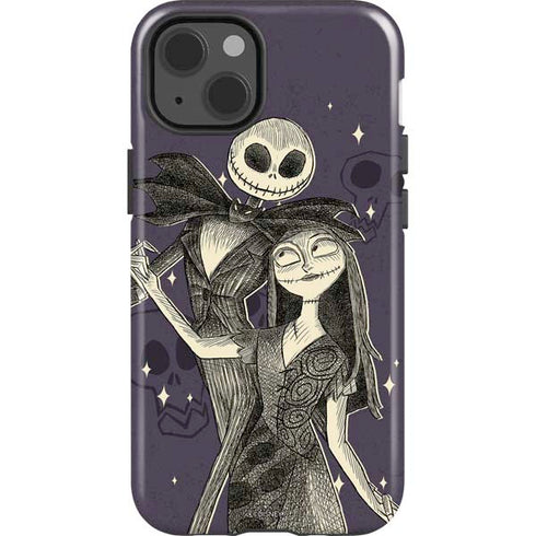 Disney The Nightmare Before Christmas Jack and Sally Art iPhone 15 Impact Case